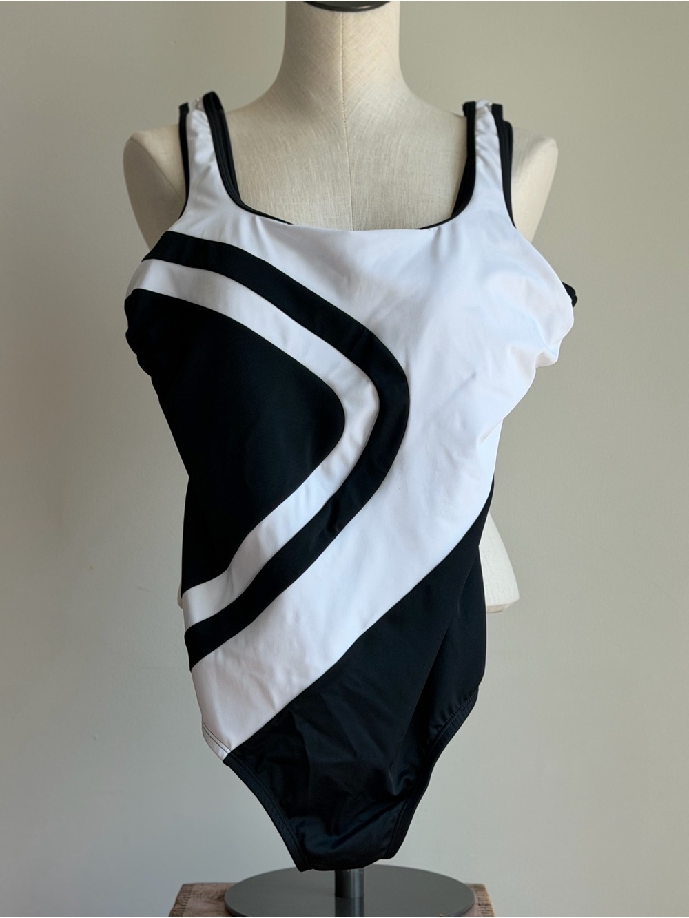 Women’s Black & White One-Piece Swimsuit - Classic Tank Style